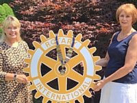 The new president of Rotary Middleton for 2020-21, Bev Yarwood with past president Janice Sawle